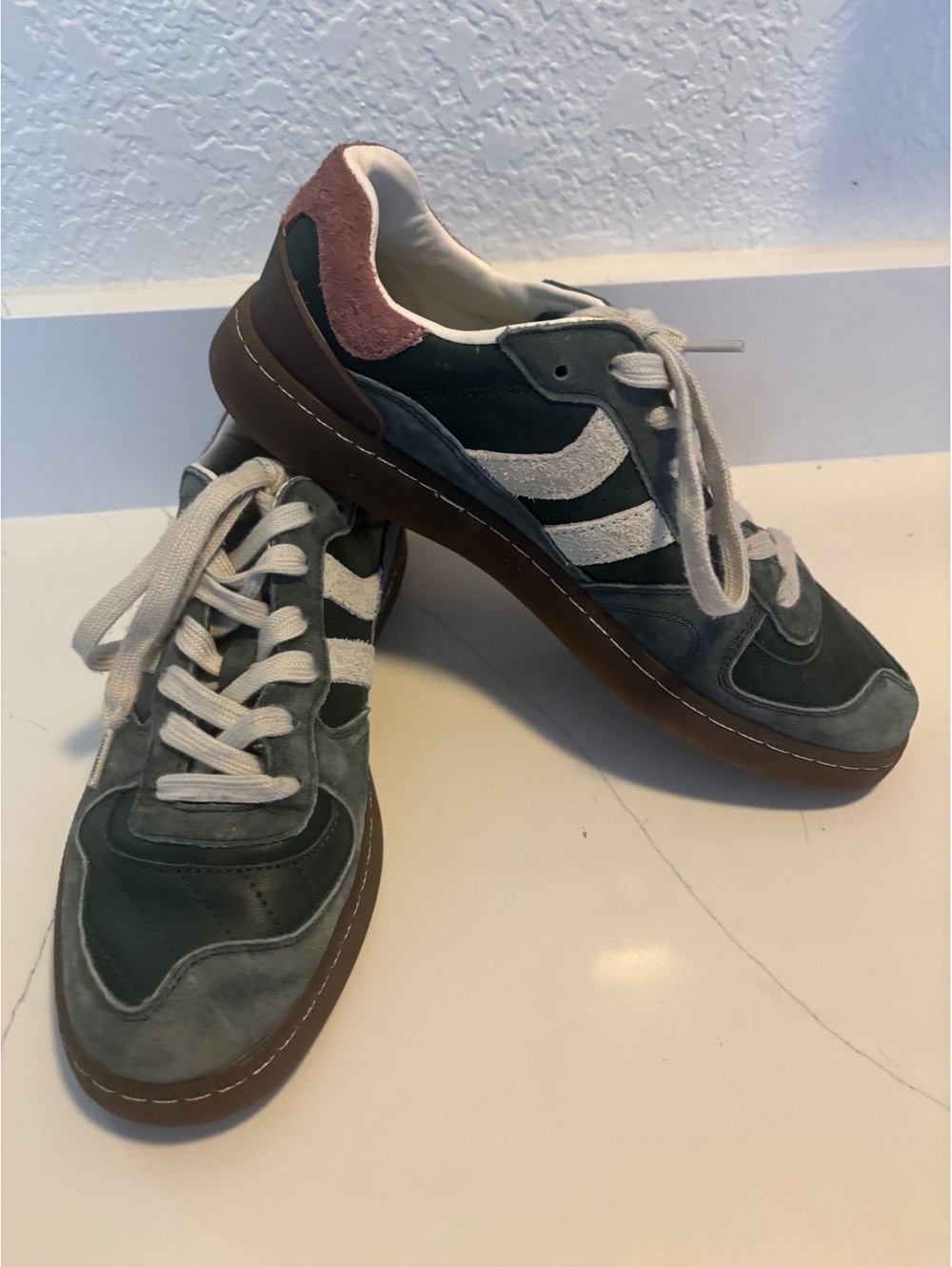 Coolway Gole Green Pulse Suede Leather Low Top Sneakers Gum Sole Size 42